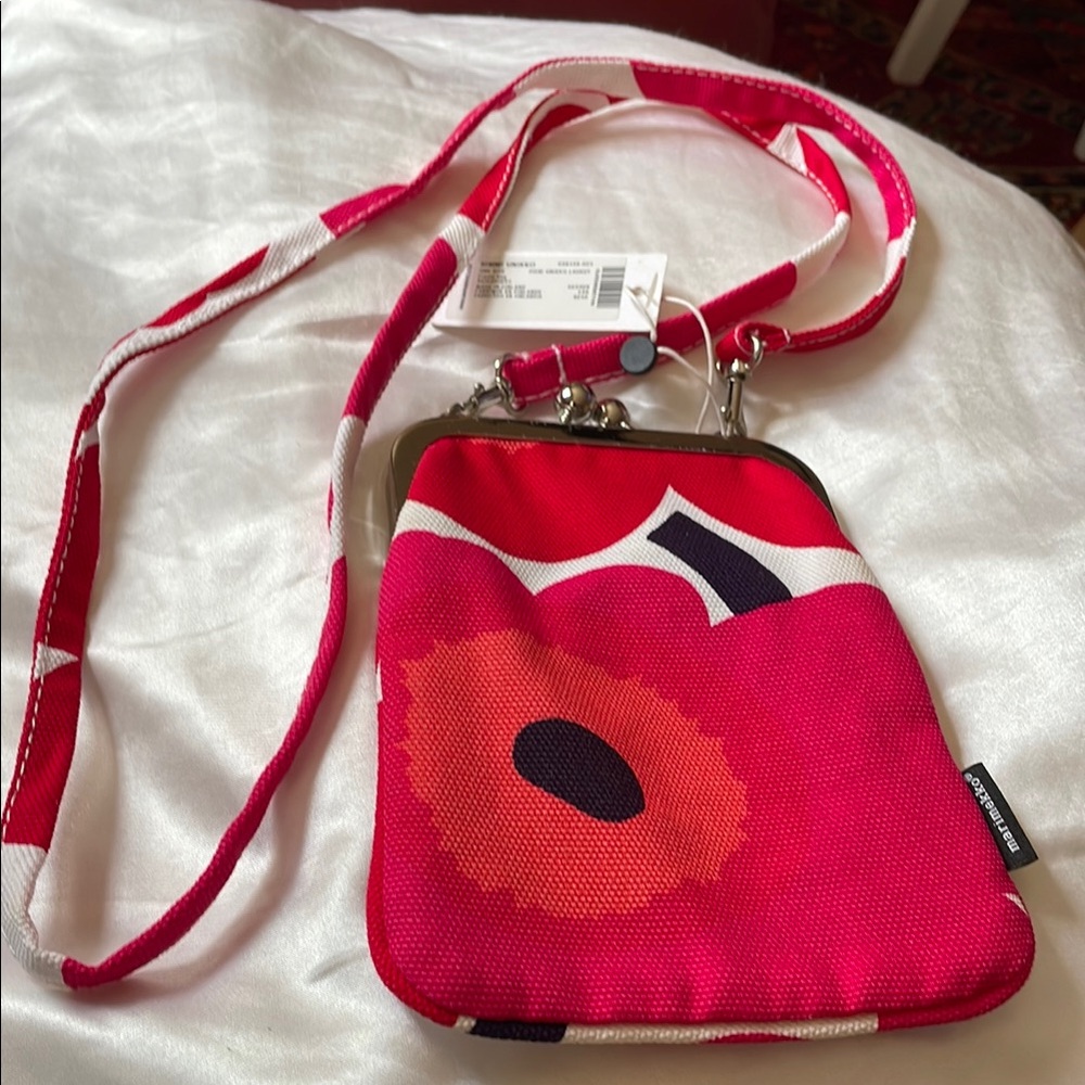 Marimekko Red and Orange Floral Crossbody Bag
